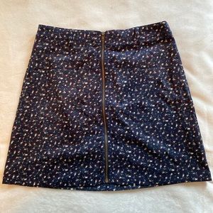Dark Blue Corduroy Flower Mini Skirt